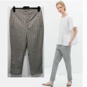 Zara Grey Plaid Ankle Pants